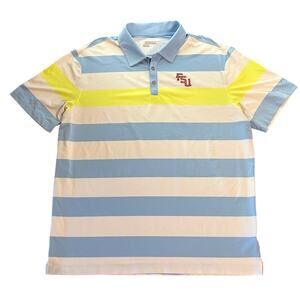 Nike Florida State Seminoles FSU Dri-Fit Performance Golf Polo Blue Yellow Shirt